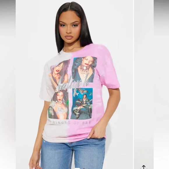 Fashion Nova Pink and White Graphic Tee - Picture 1 of 5